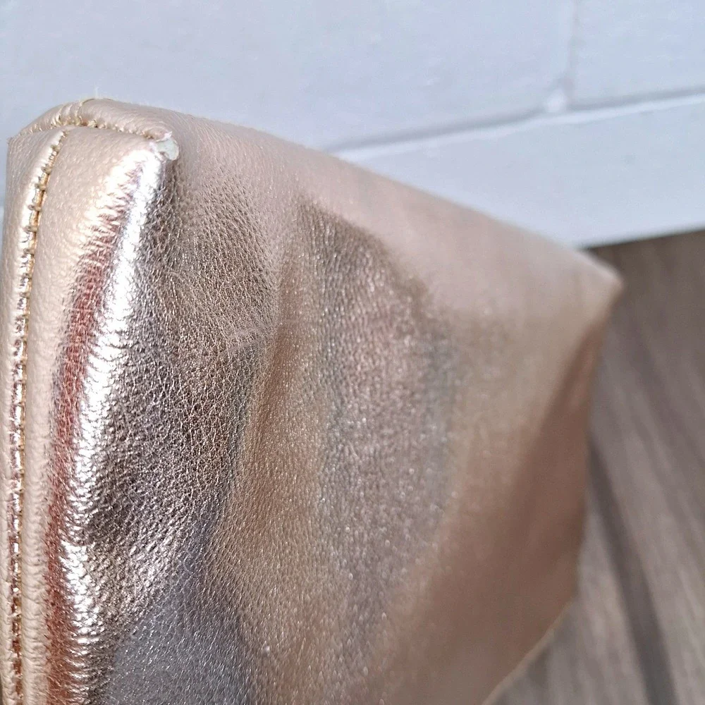 CHI Rose Gold Metallic Makeup Bag Zipper Clutch Travel Pouch Fold Over Rose Gold